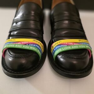 JW Anderson Black Loafers with Multicolor Straps
